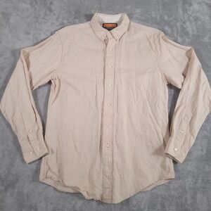 Ball And Buck Shirt Mens Medium Khaki Beige Button Up Scout Cotton Linen Blend‎